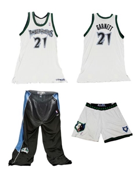 2005-2006 Kevin Garnett Game Worn Jersey, Shorts and Warm Up Pants MEARS A10